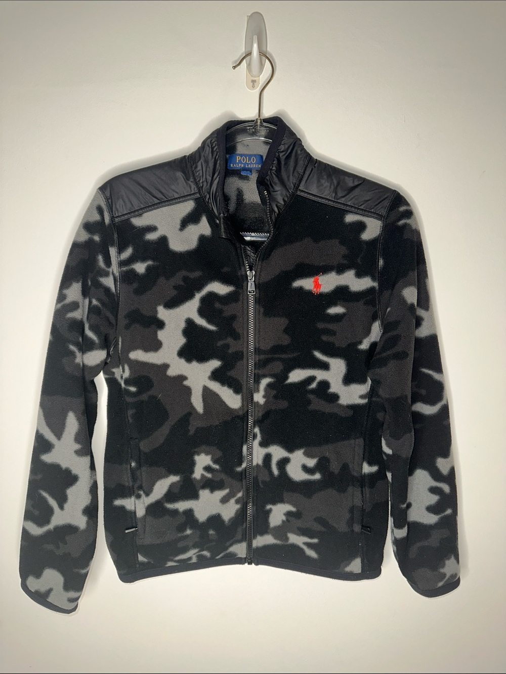 Polo by Ralph Lauren Boys Camo Full Zip Fleece Jacket Black Gray